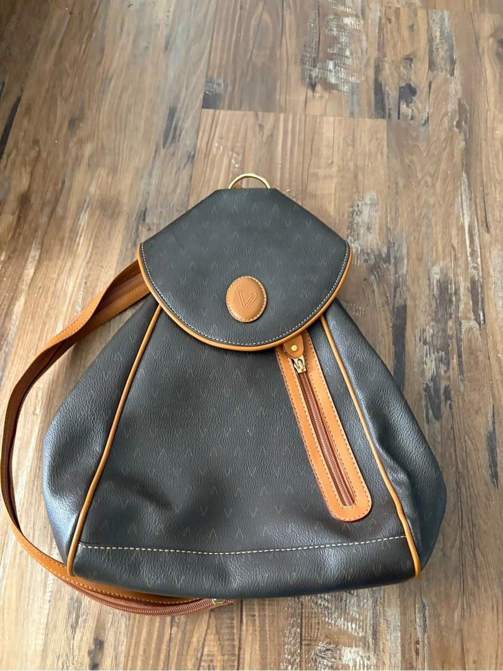 Valentino Black Slingbag with Brown Trim